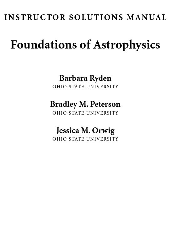[Soultion Manual] Foundations of Astrophysics - Pdf